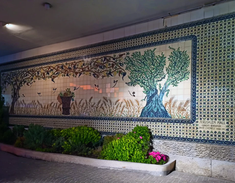 A tile art hand-painted tile mural