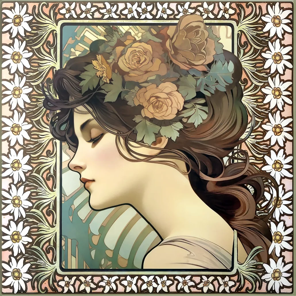 Alphonos Mucha Single tile 15x15cm