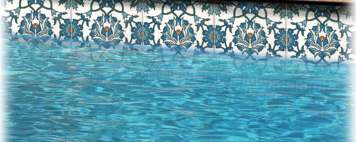 Lori off-white decorative tile with blue, turquoise and green floral pattern, 6x6 in.