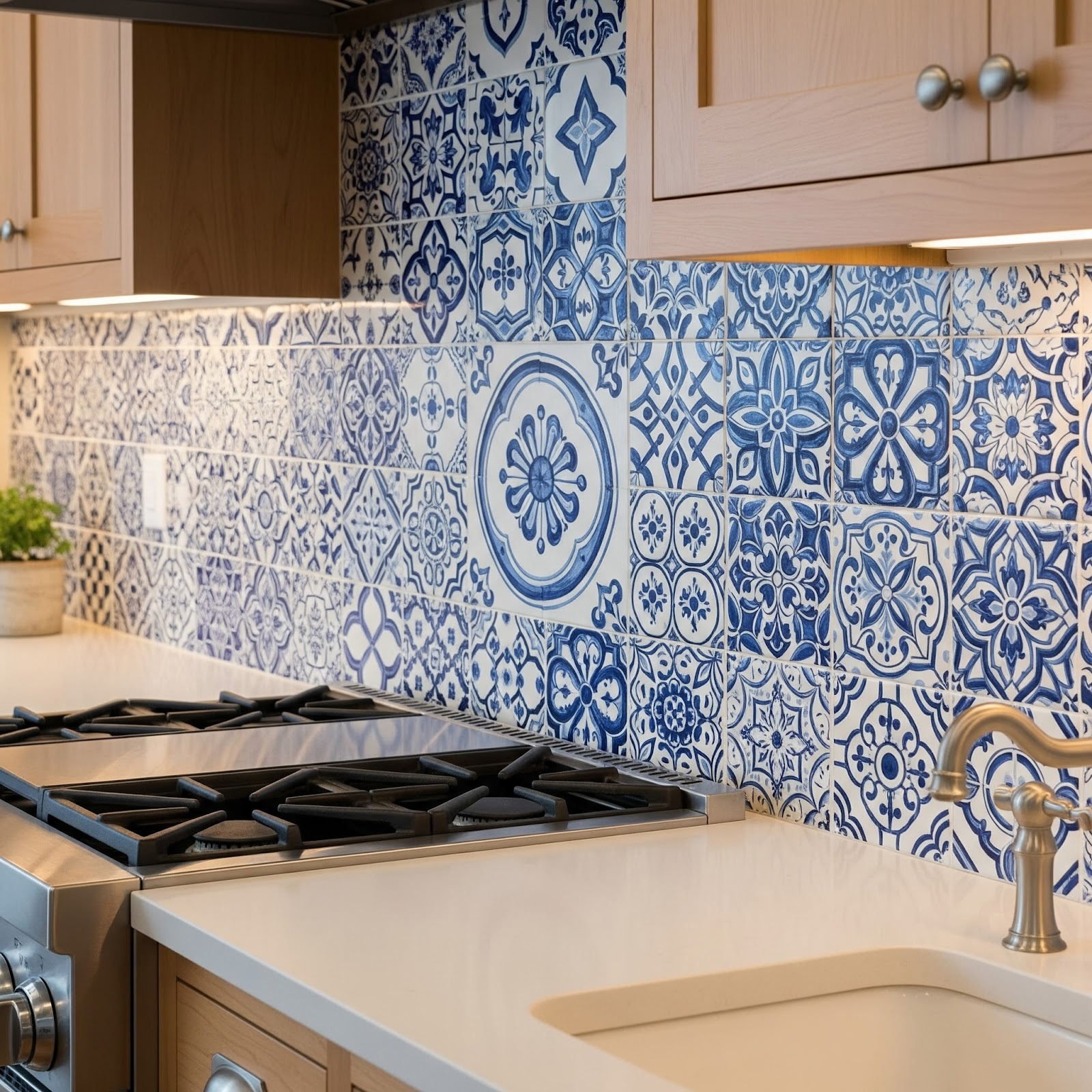 - Balian - Armenian Ceramics blue-white-kitchen-backsplash