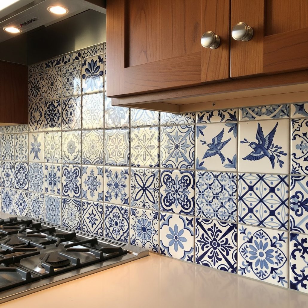 image - Balian - Armenian Ceramics blue-white-kitchen-backsplash