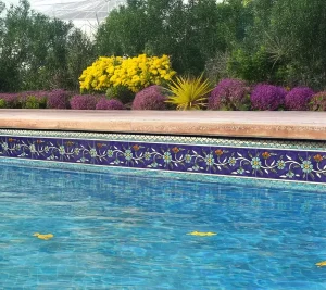 Circle dance dark blue waterline swimming pool tiles - Balian ...