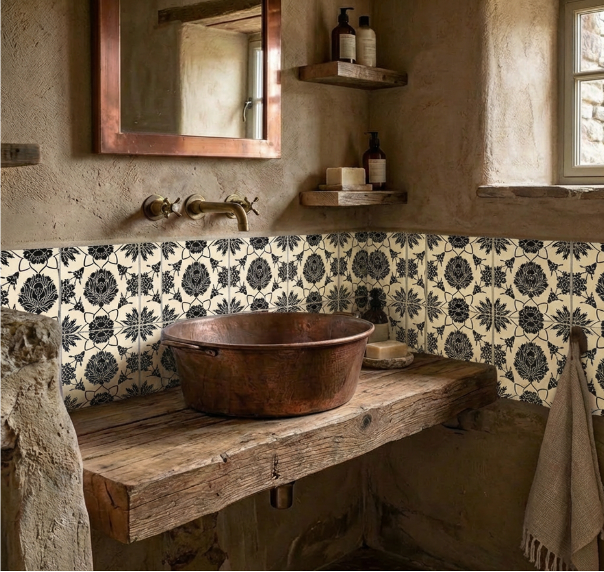 - Balian - Armenian Ceramics black-and-white-tiles-bathroom