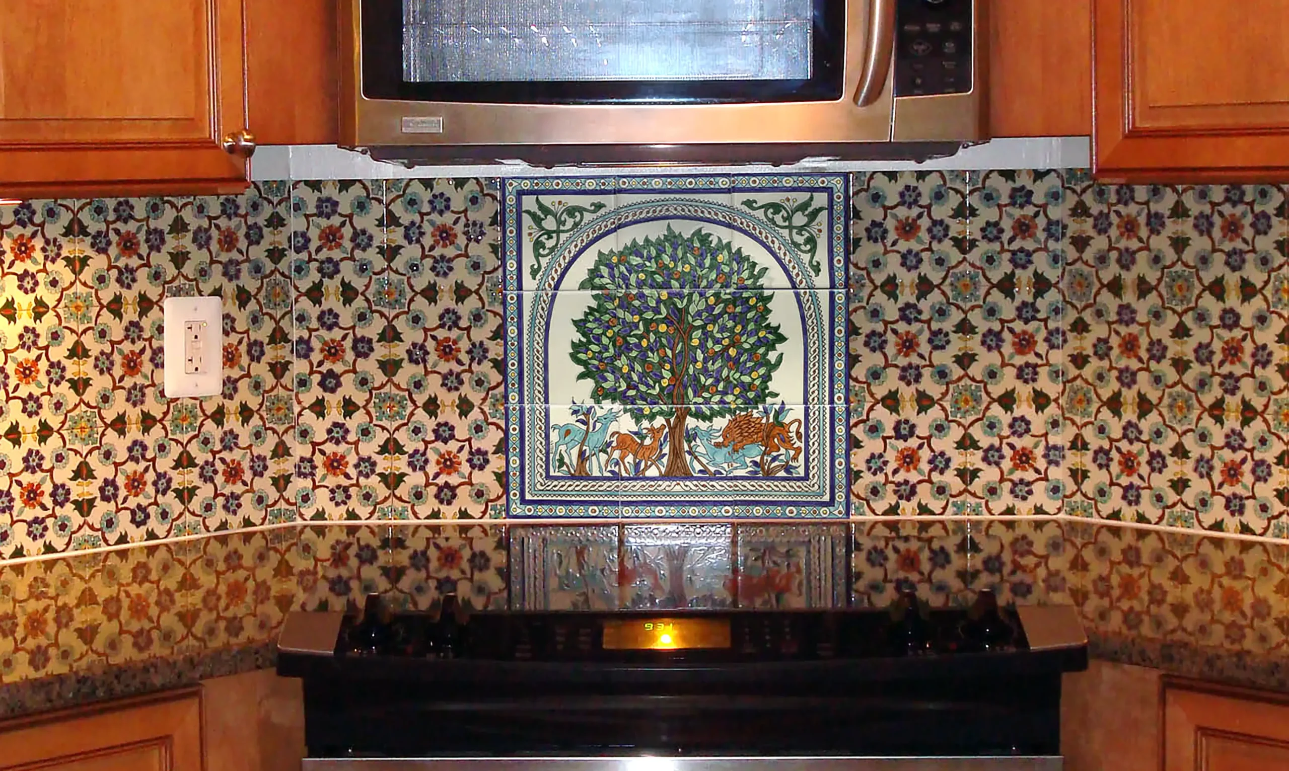 Kitchen tile backsplash decorative tiles with the Tree of life tile mural