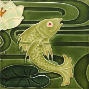 A 15x15cm Art deco tile by the Balian studio of Jerusalem