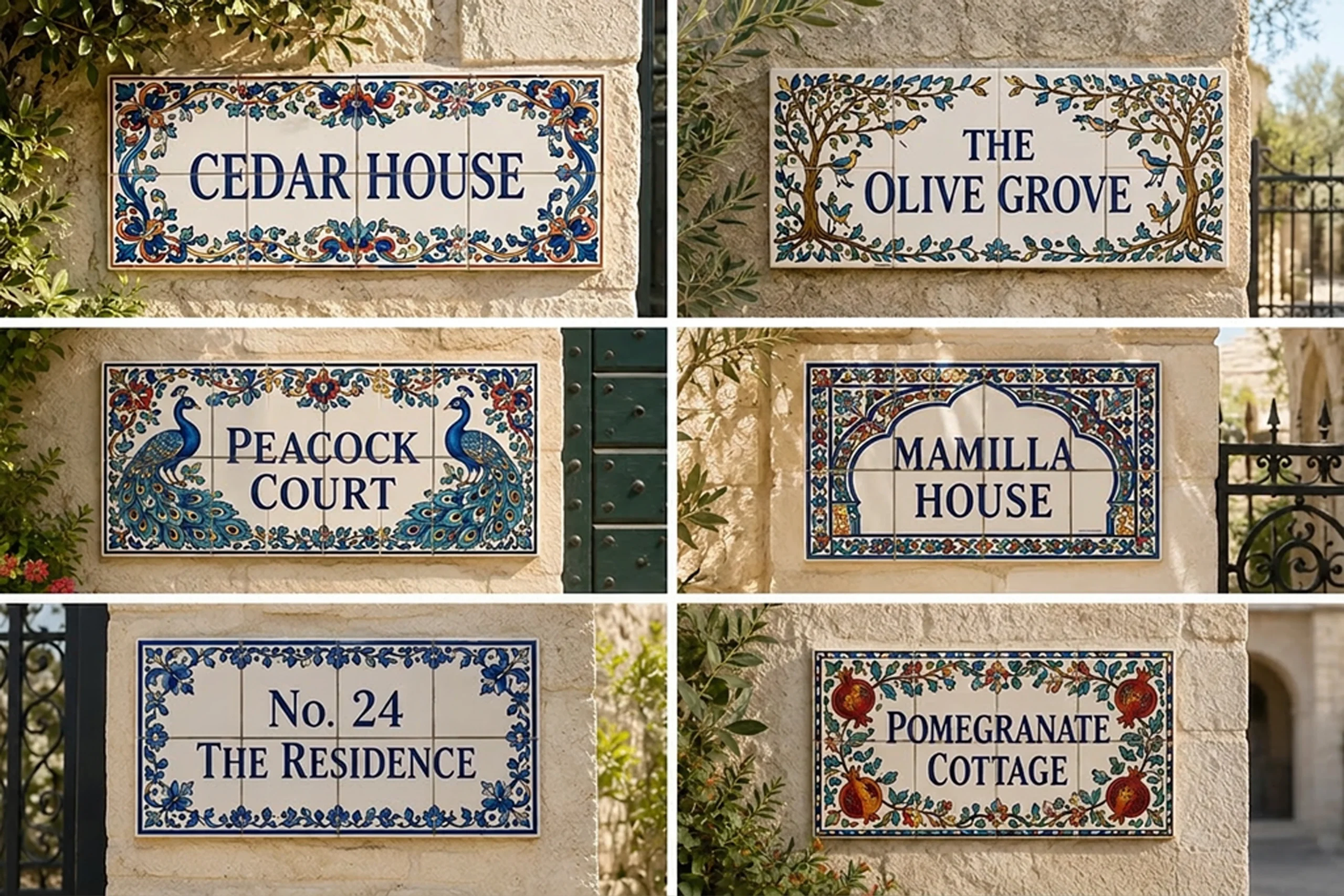 6 custom ceramic house number and name tiles